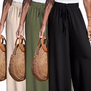 Women’s Elegant Solid Wide-Leg Pants – Comfortable Casual & Travel Trousers