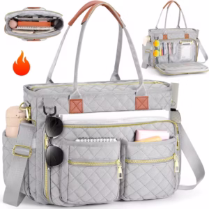 Professional Teacher Bag for Women – Diamond Pattern Multi-Compartment Laptop Tote (2025 Edition)