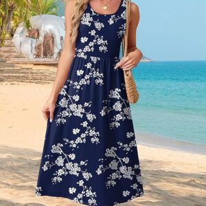 WIHOLL Summer Dresses for Women Flowy Casual Midi Dress Beach Vacation Sundresses with Pockets