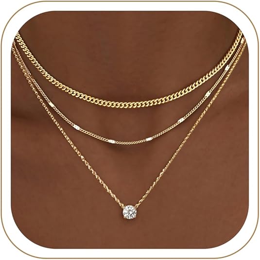 Layered Gold Necklace Set for Women – 14K Gold Plated Dainty Pendant & Cuban Chain Choker, Non-Tarnish Stackable Jewelry - Image 7