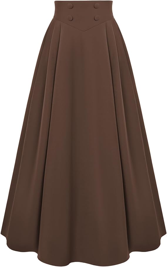 Scarlet Darkness Long Maxi Skirt for Women – High Waist A-Line Skirt with Pockets - Image 2