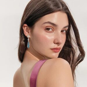 Elegant Austrian Crystal Teardrop Earrings | 14K Gold Plated Flower Dangle Earrings