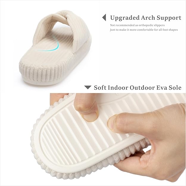 Comfy Memory Foam Slippers for Women | Soft Corduroy House Shoes - Image 4