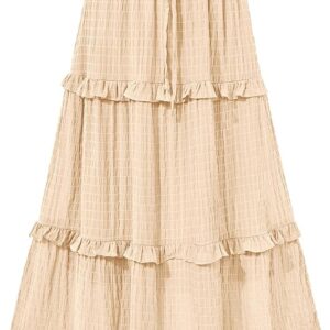 BTFBM Women's High Waist A-Line Midi Skirt – Elegant Summer Party Skirt
