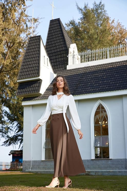 Scarlet Darkness Long Maxi Skirt for Women – High Waist A-Line Skirt with Pockets - Image 3