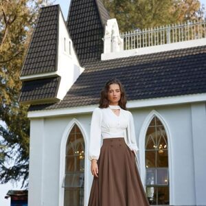 Scarlet Darkness Long Maxi Skirt for Women – High Waist A-Line Skirt with Pockets