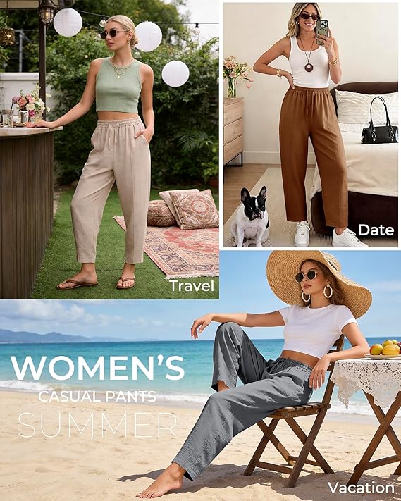 Women's Loose Fit Palazzo Lounge Pants – Cropped Wide Leg Trousers for Women - Image 6