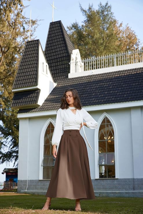 Scarlet Darkness Long Maxi Skirt for Women – High Waist A-Line Skirt with Pockets - Image 5